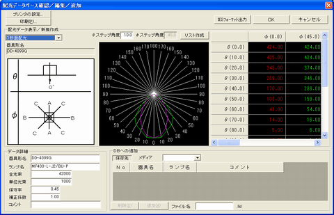 配光データ読み込み画面例