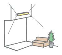 吹き抜けや高天井の壁面に設置したイメージ画像