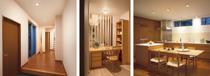 取り付け例:内玄関と廊下 / トイレ / ダイニング