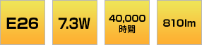E26口金 電球色7.3W 昼白色7.3W 40,000時間 810lm