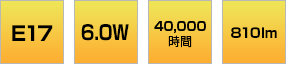 E17 6.0W 40,000時間 700lm