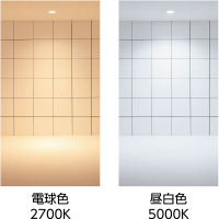電球色(2700K)と昼白色(5000K)の光色(イメージ画像)