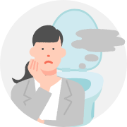古い建物でトイレのニオイが気になるイメージイラスト