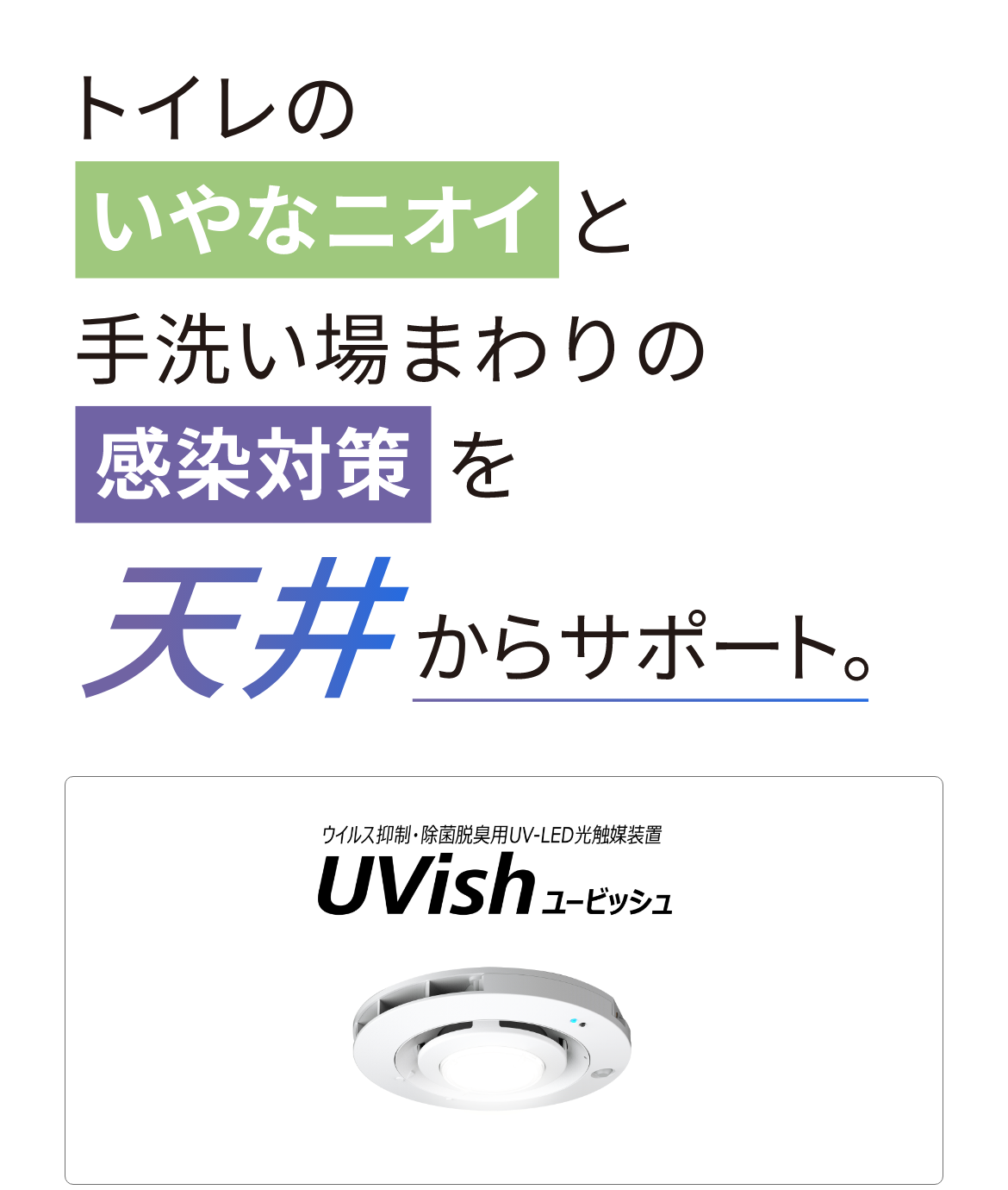 ウイルス抑制・除菌脱臭用UV-LED光触媒装置 UVish ユービッシュ