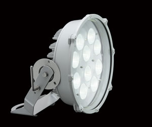 水銀ランプ400W形を搭載した投光器とほぼ同等の明るさを実現したLED 