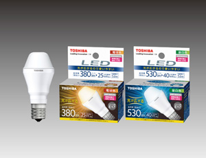 LED電球 「ミニクリプトン形5.6W」パッケージ写真　左から電球色（LDA9L-G）昼白色（LDA9N-G）